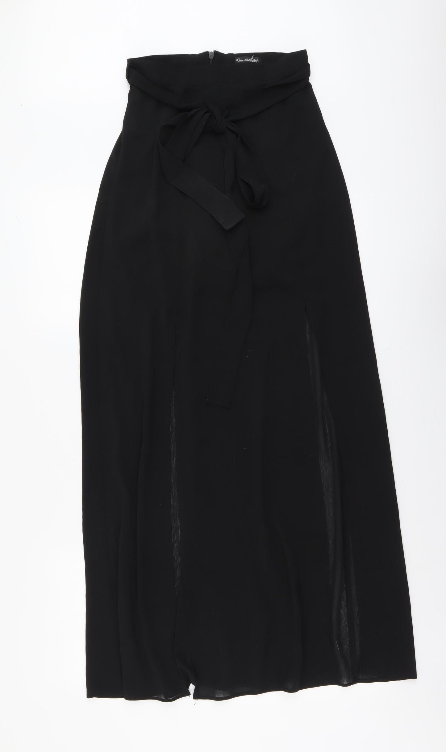 Miss Selfridge Womens Black Polyester Maxi Skirt Size 6 Zip