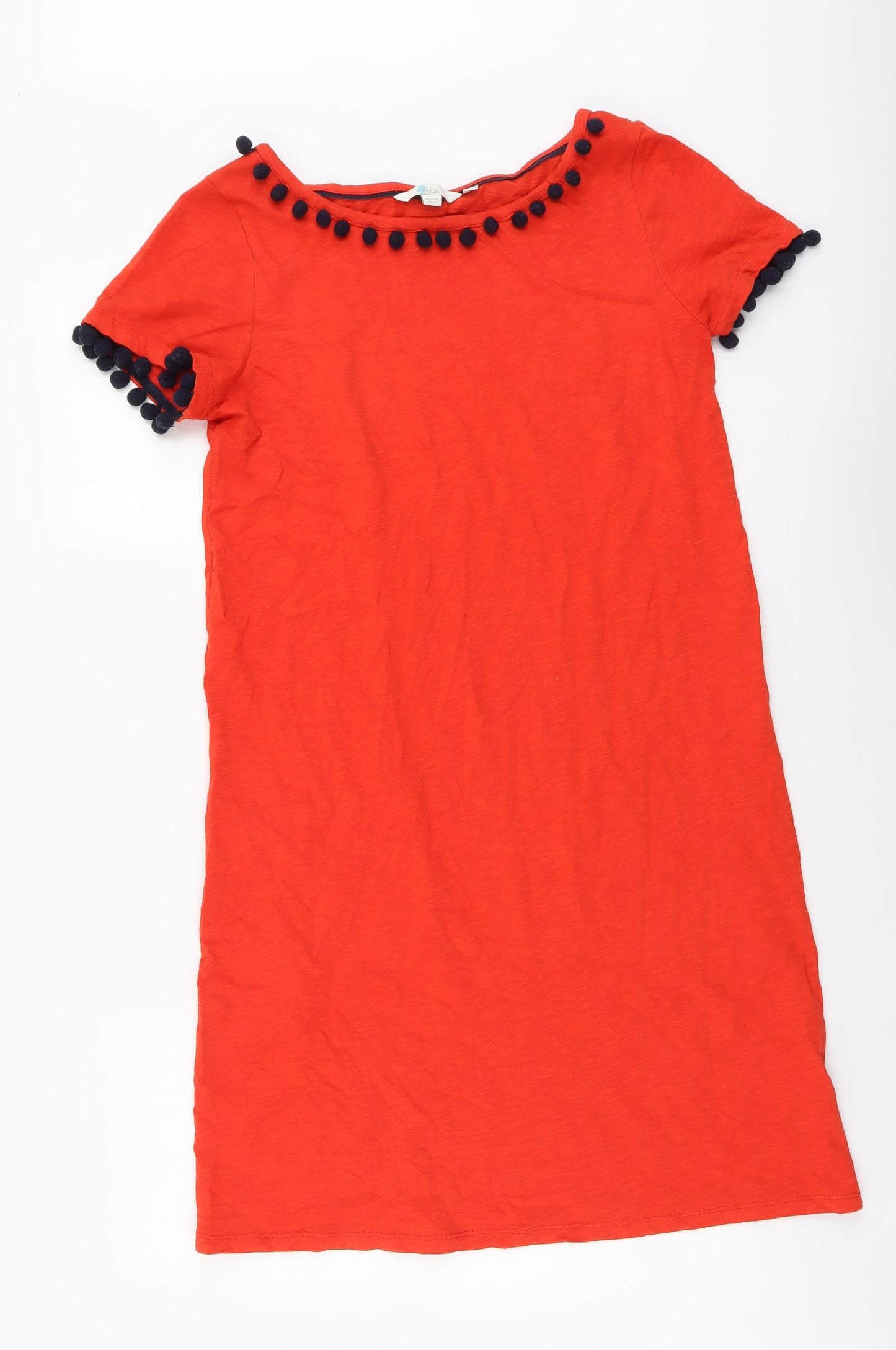 Boden Womens Red Cotton T-Shirt Dress Size 10 Boat Neck Pullover