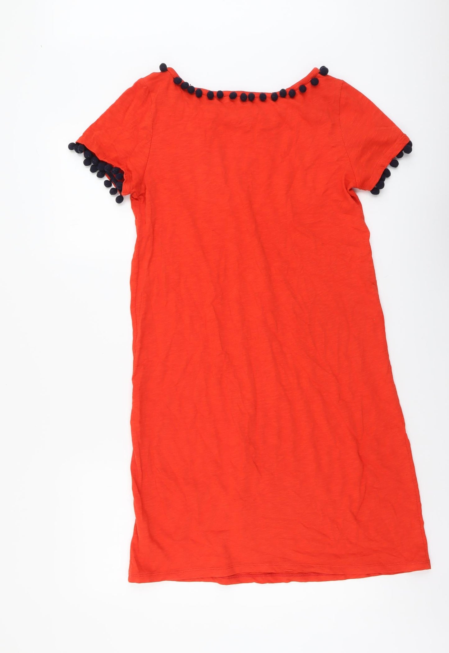 Boden Womens Red Cotton T-Shirt Dress Size 10 Boat Neck Pullover