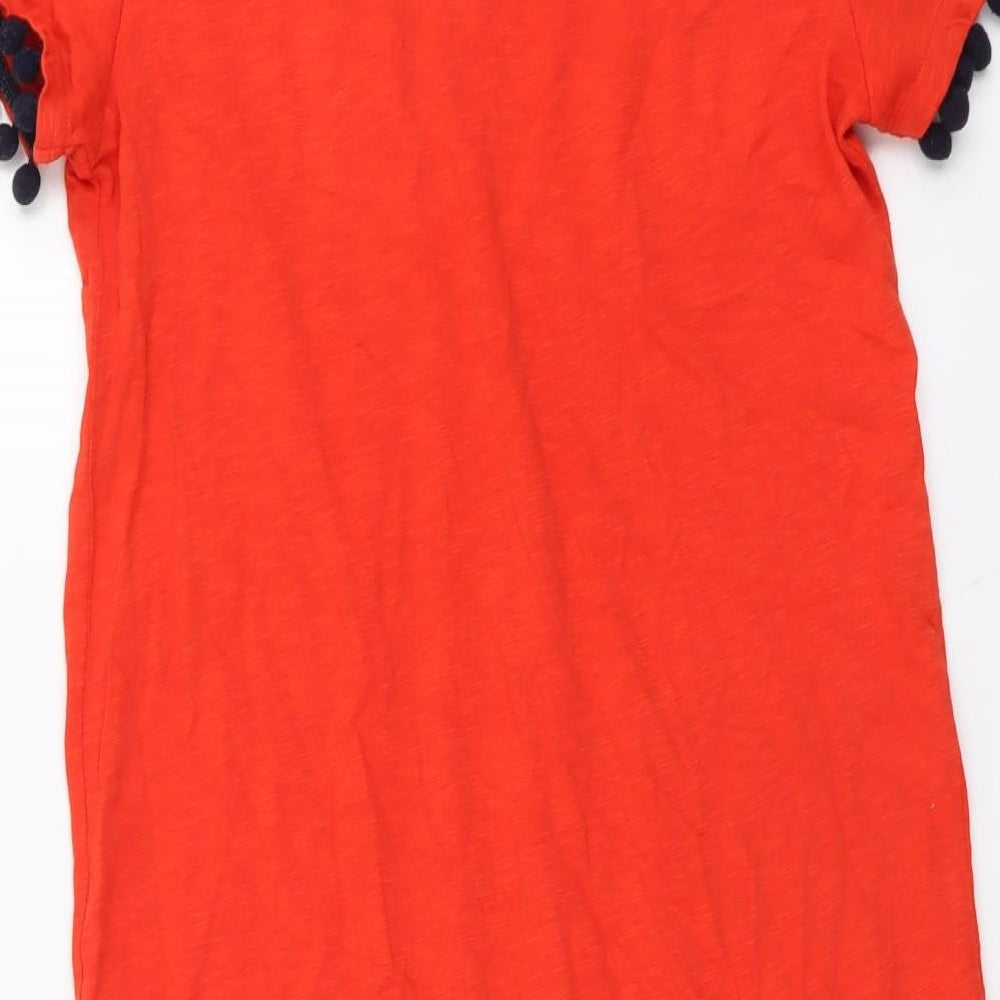 Boden Womens Red Cotton T-Shirt Dress Size 10 Boat Neck Pullover
