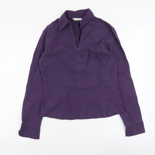 NEXT Womens Purple Cotton Basic Blouse Size 10 Collared