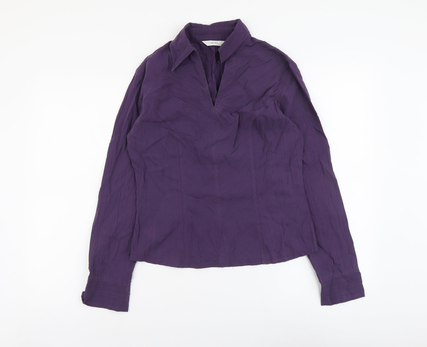 NEXT Womens Purple Cotton Basic Blouse Size 10 Collared