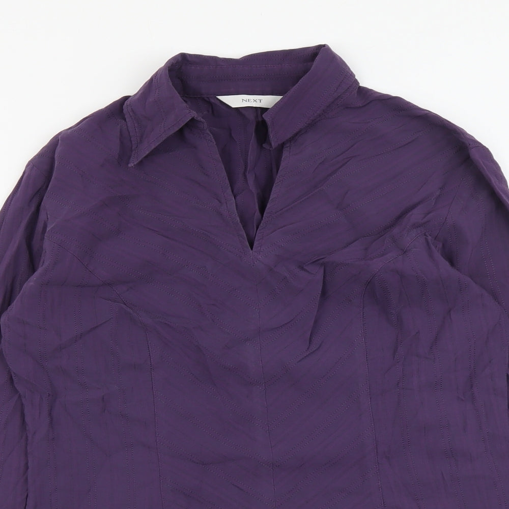 NEXT Womens Purple Cotton Basic Blouse Size 10 Collared