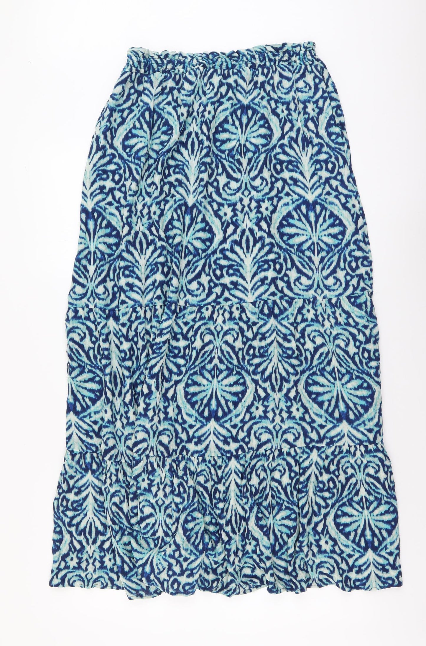 Papaya Womens Blue Floral Viscose Peasant Skirt Size 14 Drawstring
