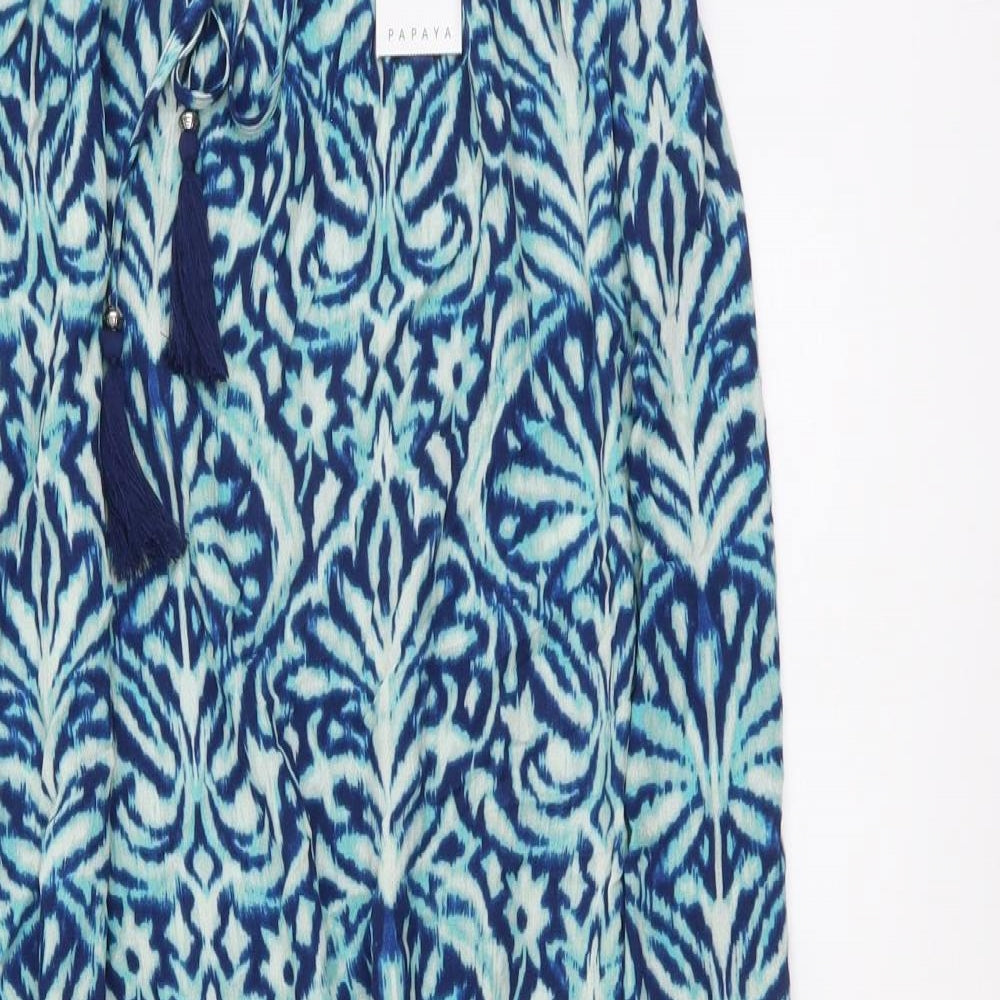 Papaya Womens Blue Floral Viscose Peasant Skirt Size 14 Drawstring