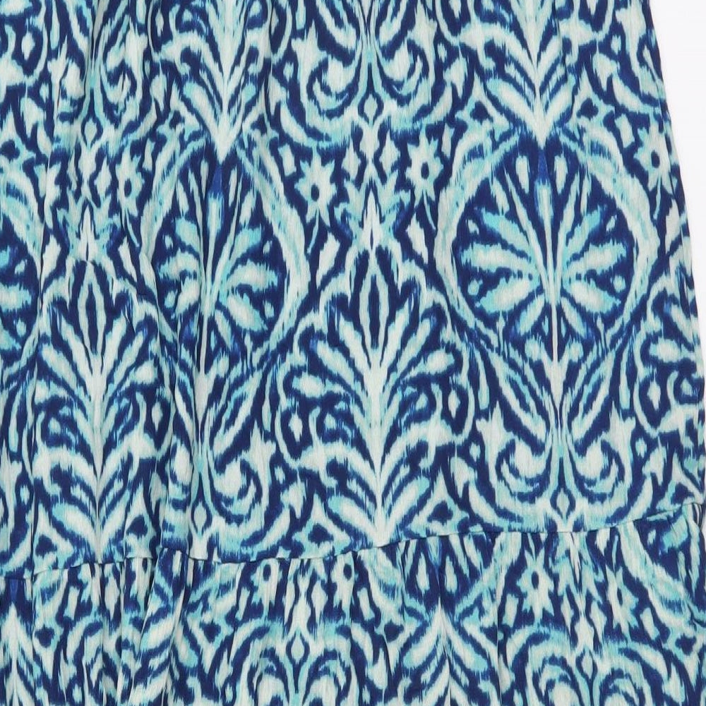 Papaya Womens Blue Floral Viscose Peasant Skirt Size 14 Drawstring