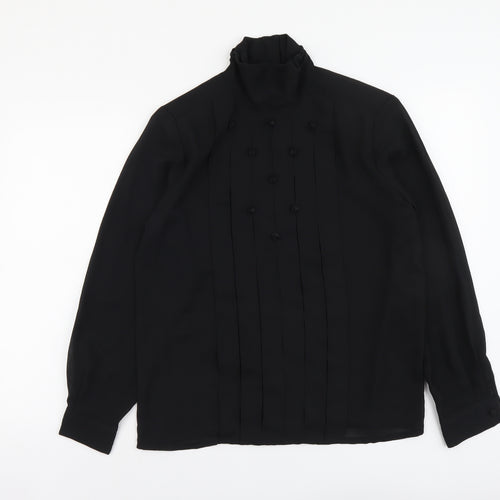 Collection Womens Black Polyester Basic Blouse Size 10 High Neck