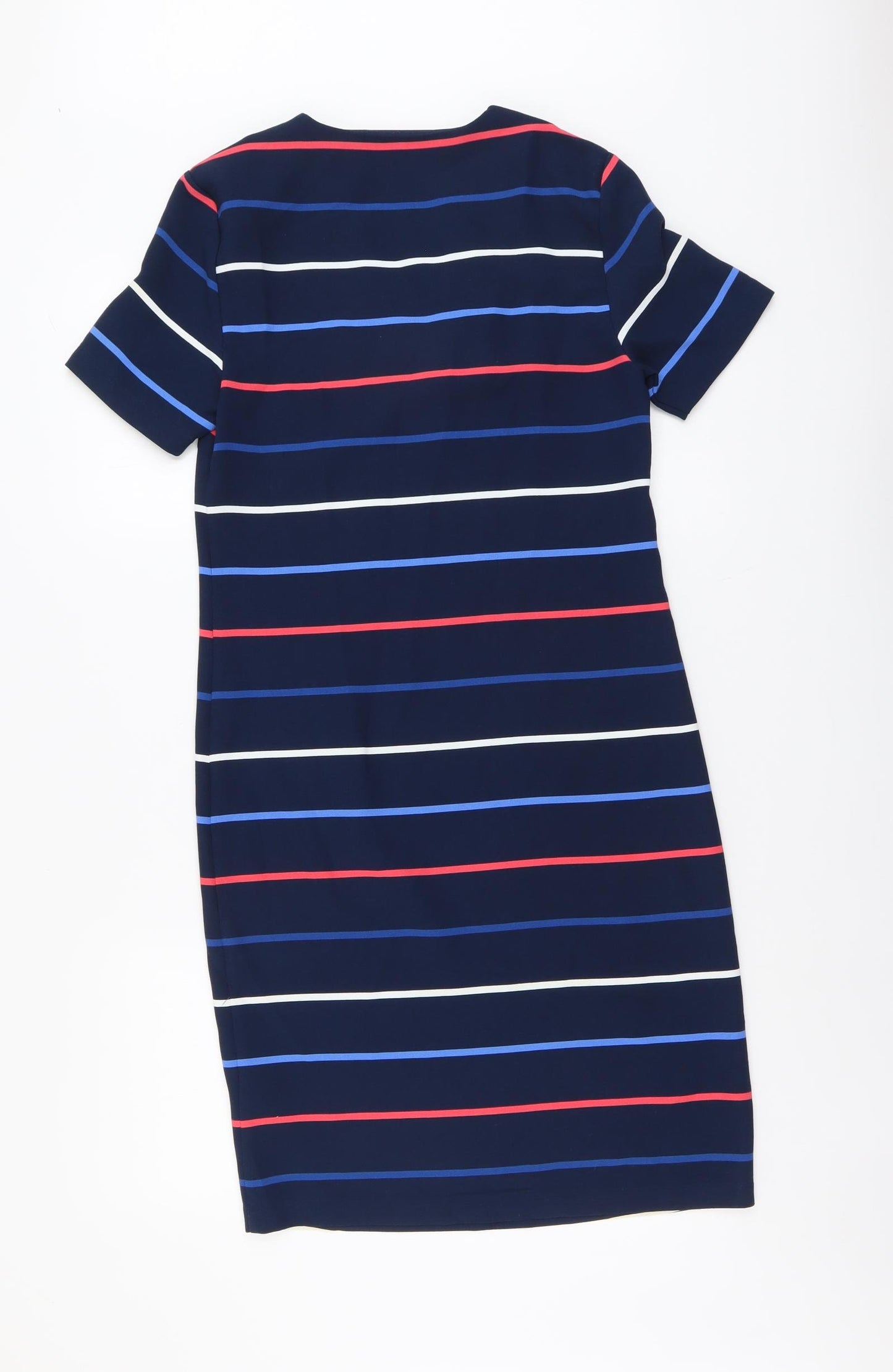 Marks and Spencer Womens Multicoloured Striped Polyester A-Line Size 8 V-Neck Pullover