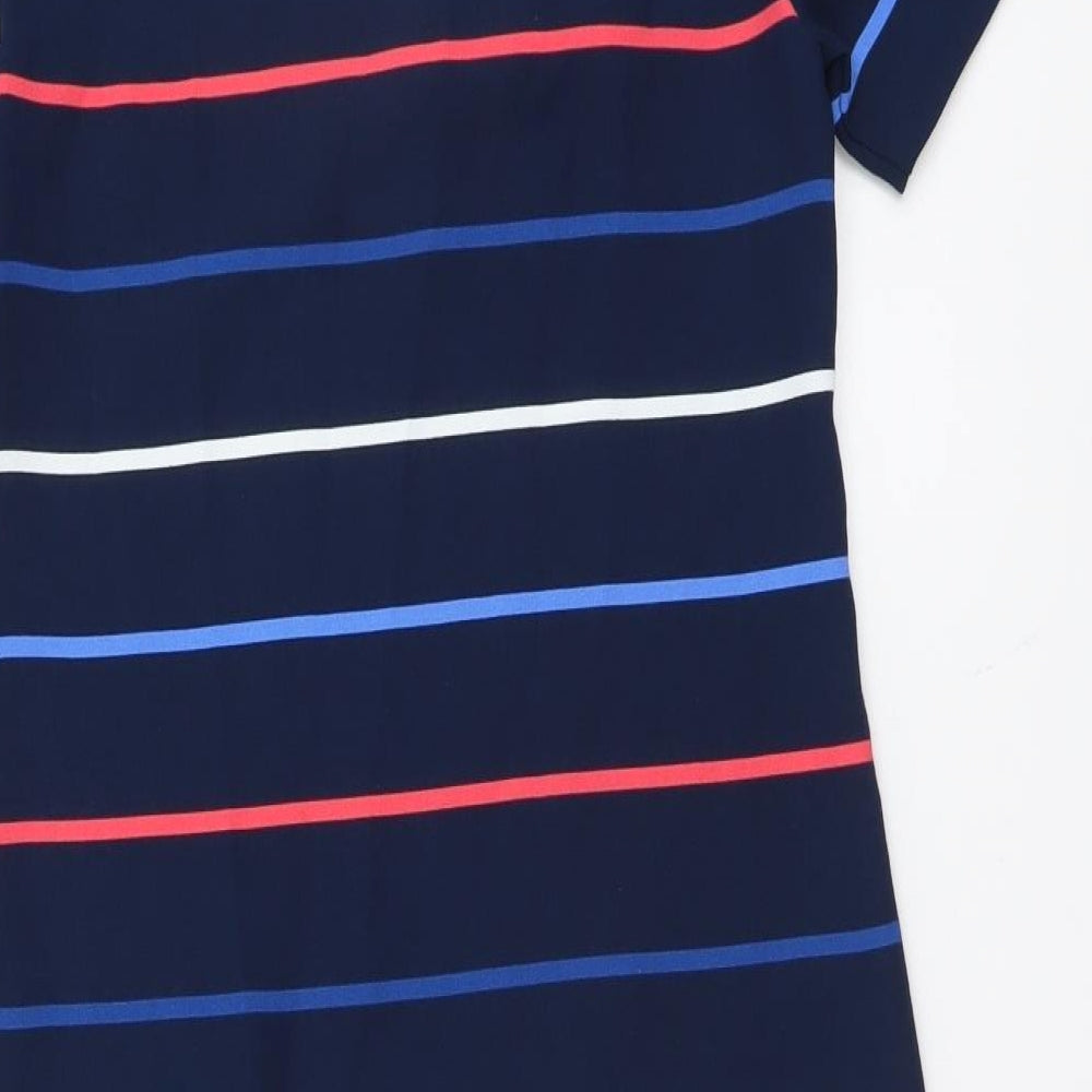 Marks and Spencer Womens Multicoloured Striped Polyester A-Line Size 8 V-Neck Pullover