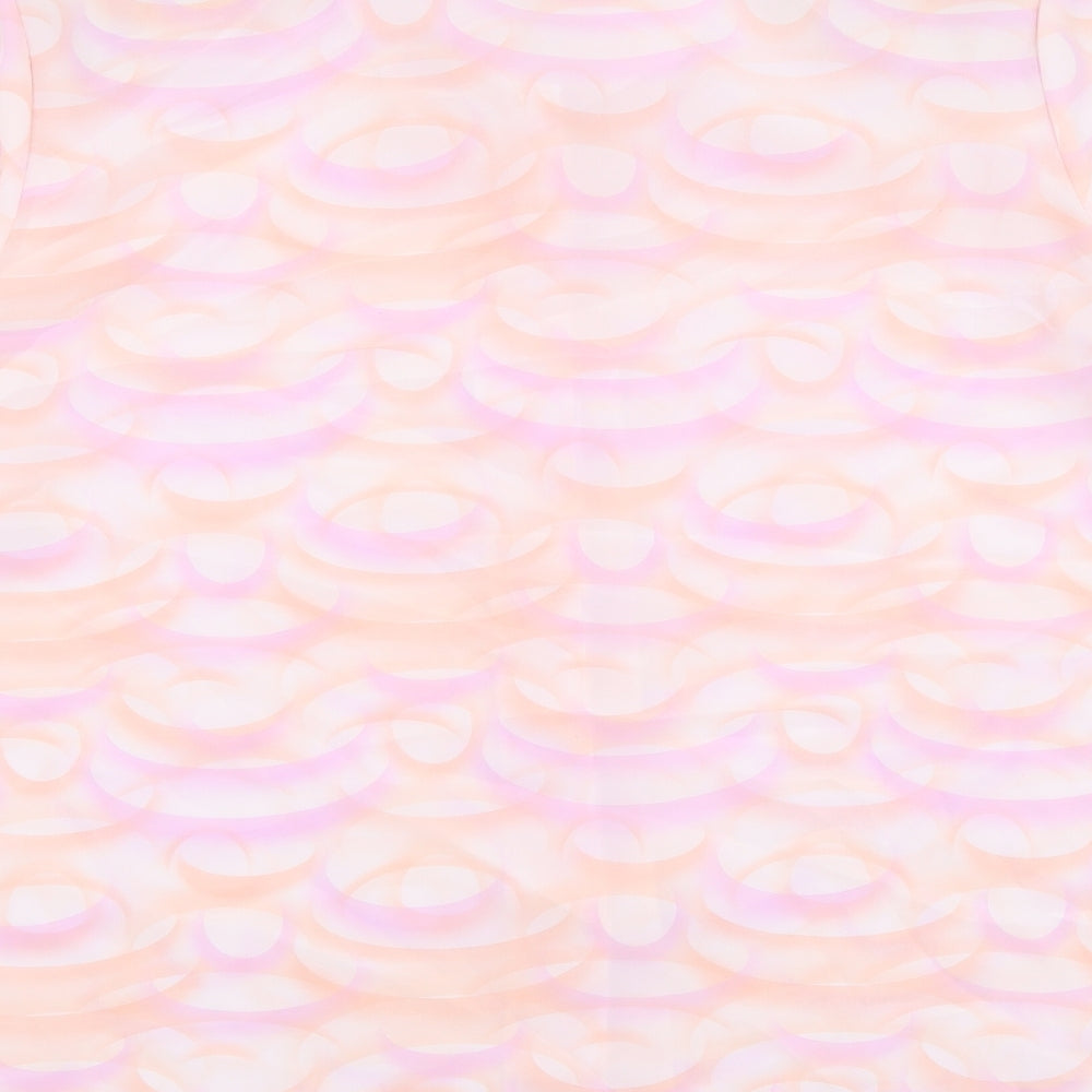 Michael Gold Womens Pink Geometric Polyester Basic Button-Up Size XL Collared