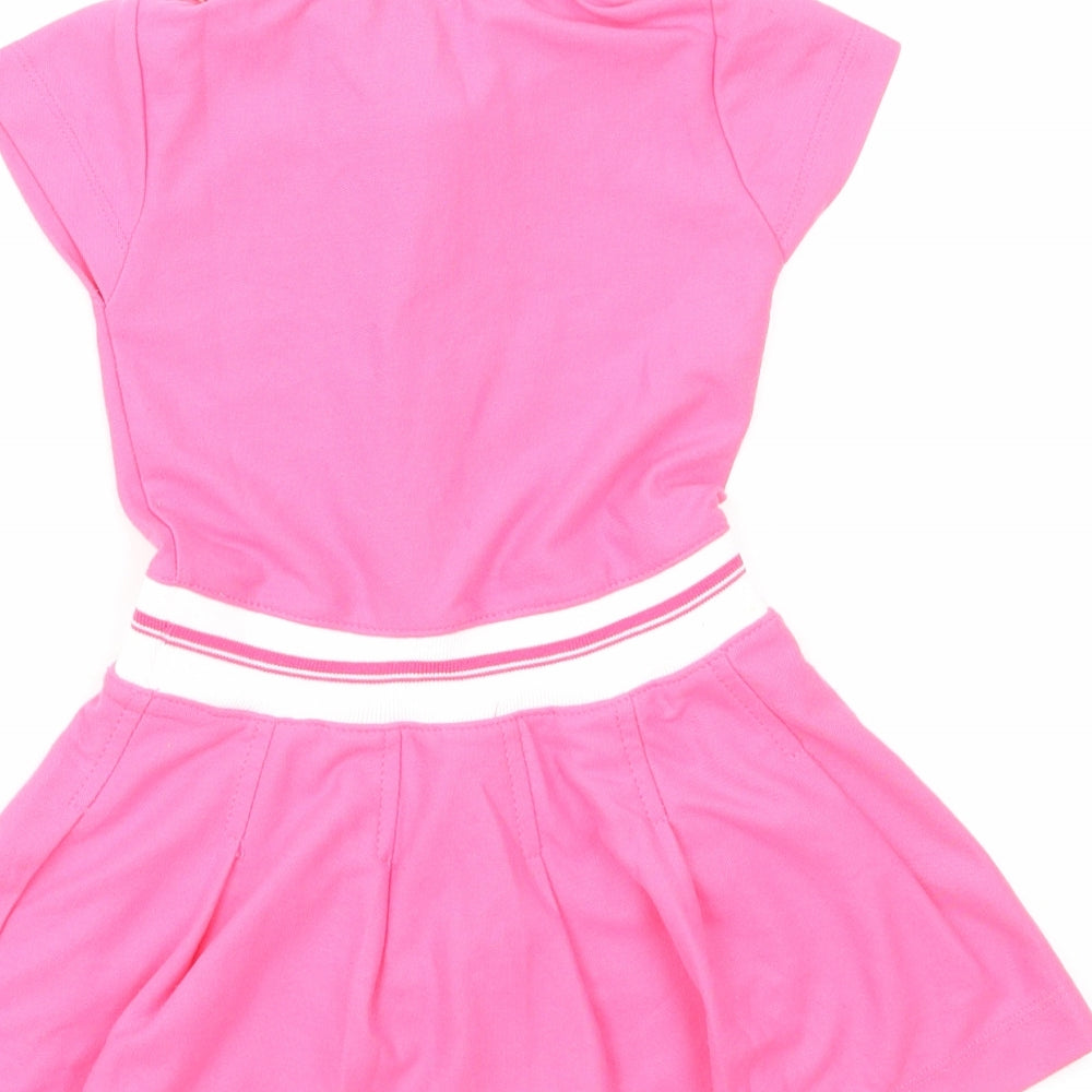 Froggy Girls Pink Cotton T-Shirt Dress Size M Collared Pullover - Hello Kitty
