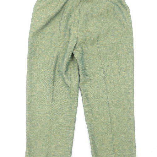Preworn Womens Green Polyester Trousers Size 12 Regular Zip