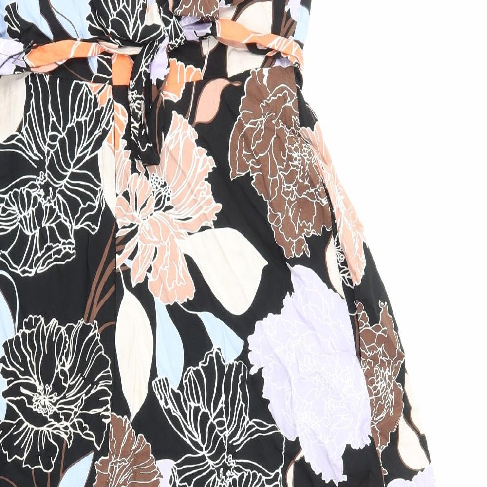 Marks and Spencer Womens Multicoloured Floral Viscose A-Line Size 14 Round Neck Zip