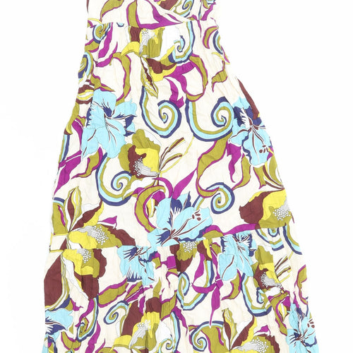 Keilo Womens Multicoloured Floral Cotton Tank Dress Size 8 Scoop Neck Pullover