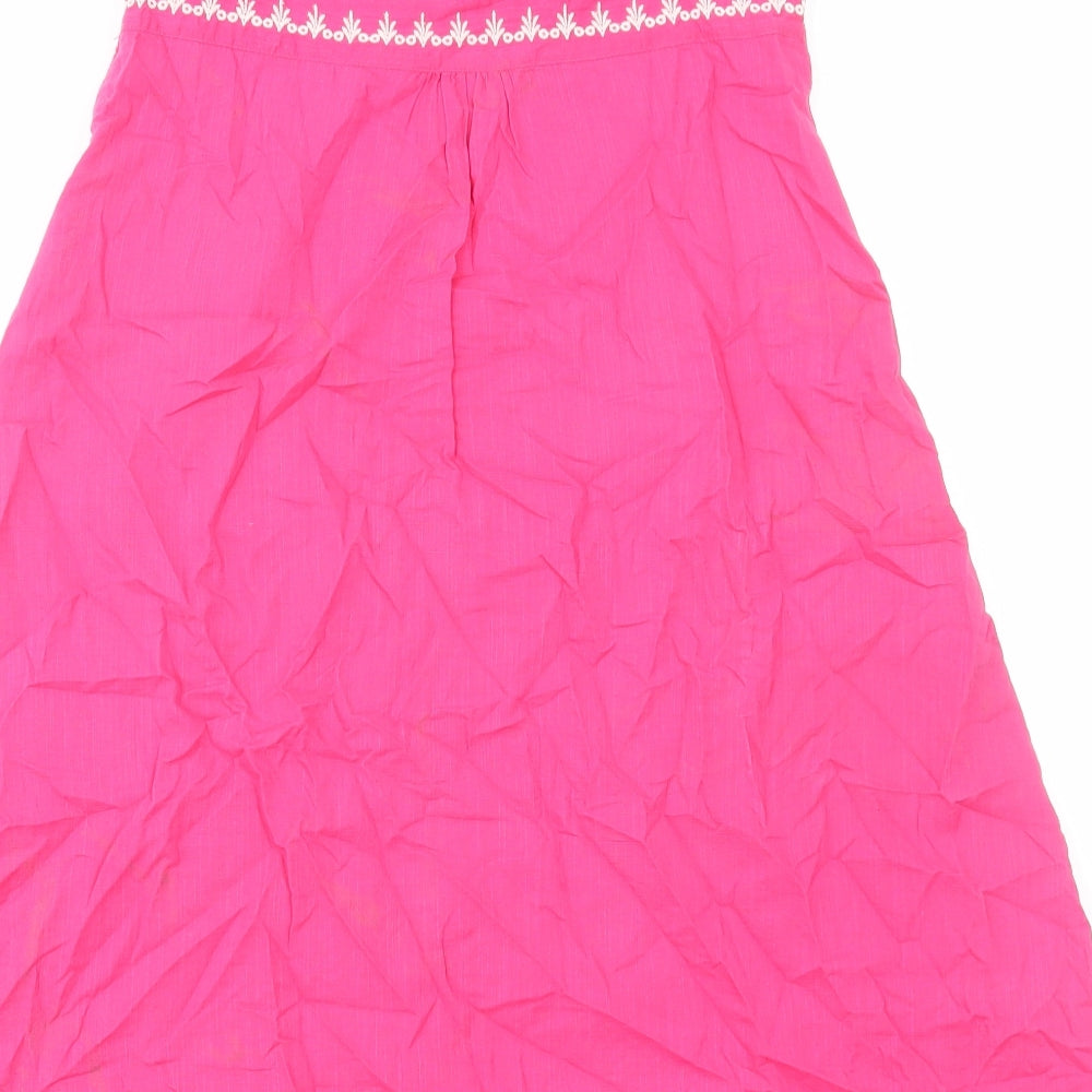 Monsoon Womens Pink Geometric Cotton A-Line Size 10 Off the Shoulder Zip