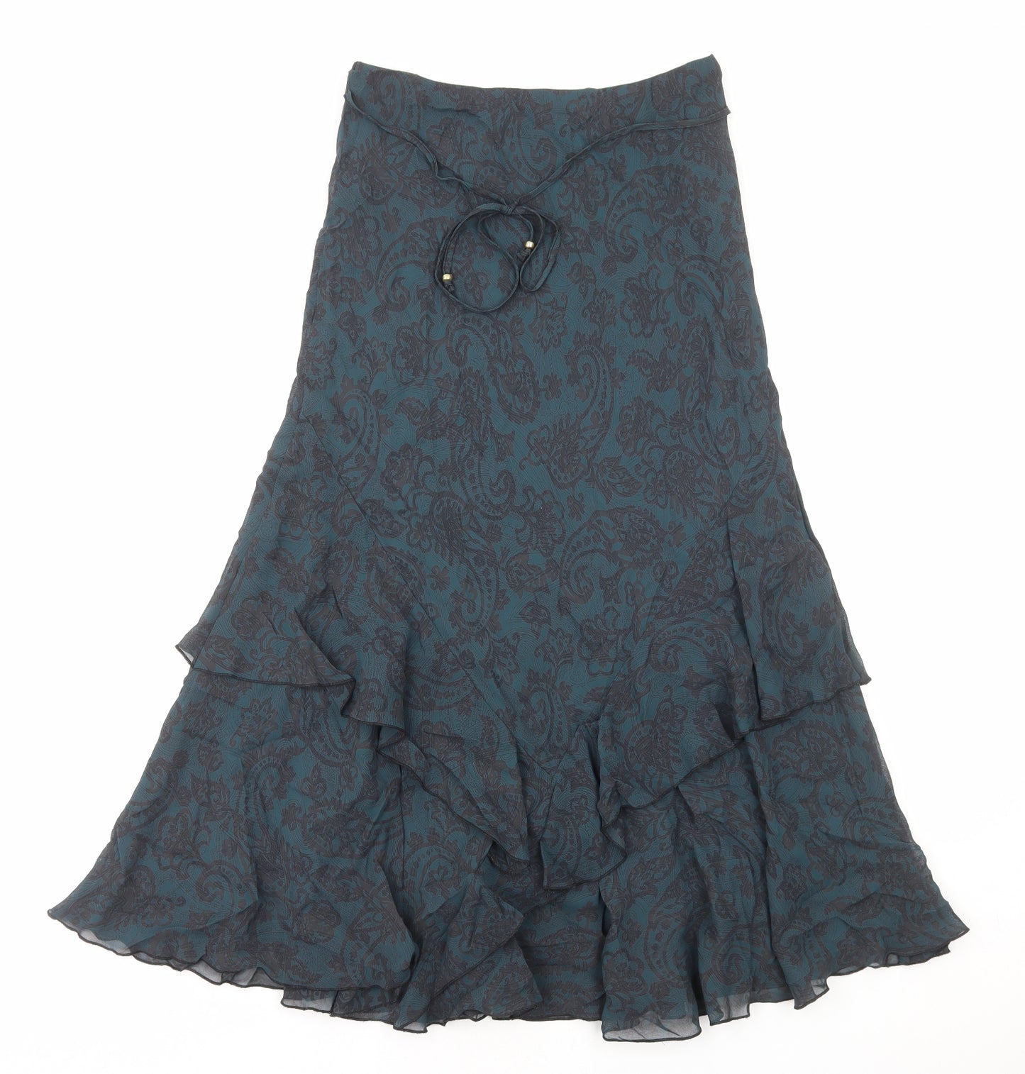 Marks and Spencer Womens Green Paisley Polyester Swing Skirt Size 12