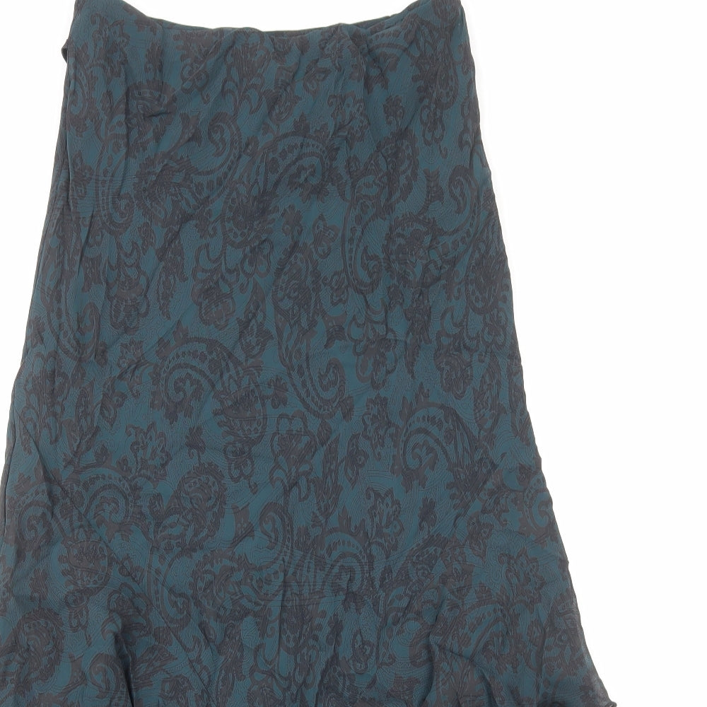 Marks and Spencer Womens Green Paisley Polyester Swing Skirt Size 12