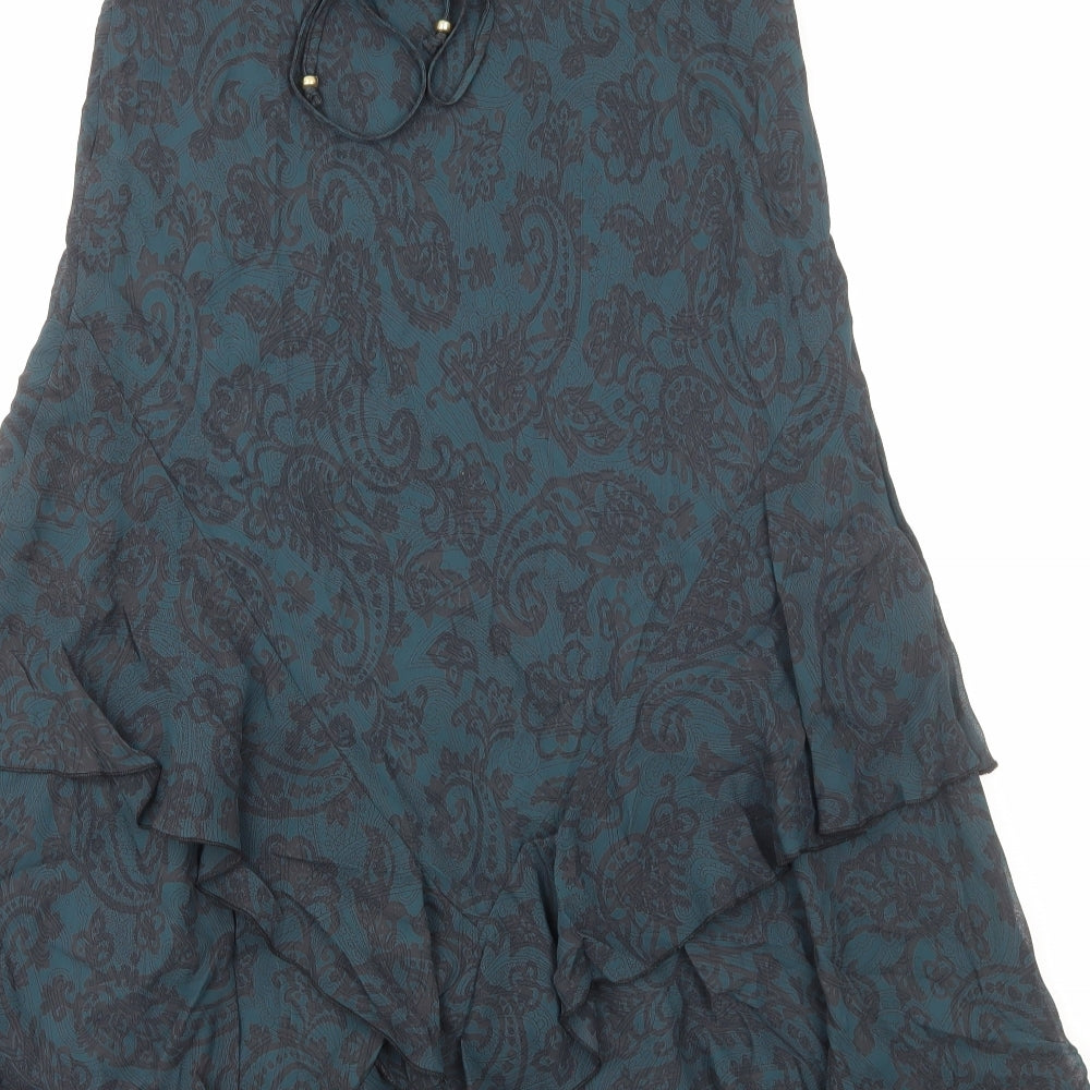 Marks and Spencer Womens Green Paisley Polyester Swing Skirt Size 12