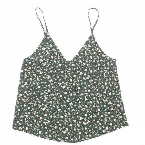 SheIn Womens Green Floral Polyester Camisole Tank Size S V-Neck