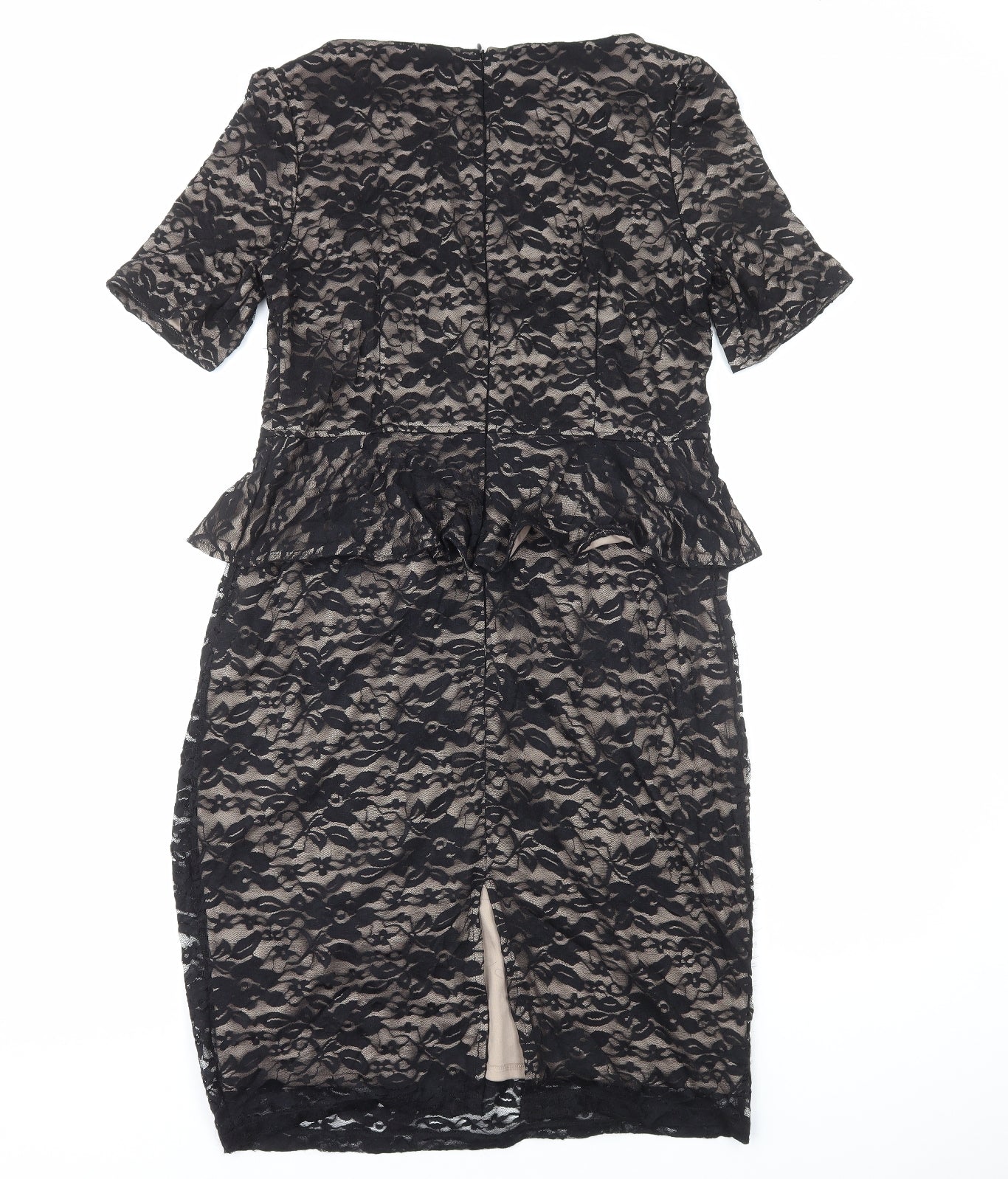 Marks and Spencer Womens Black Floral Polyester A-Line Size 16 Round Neck Zip