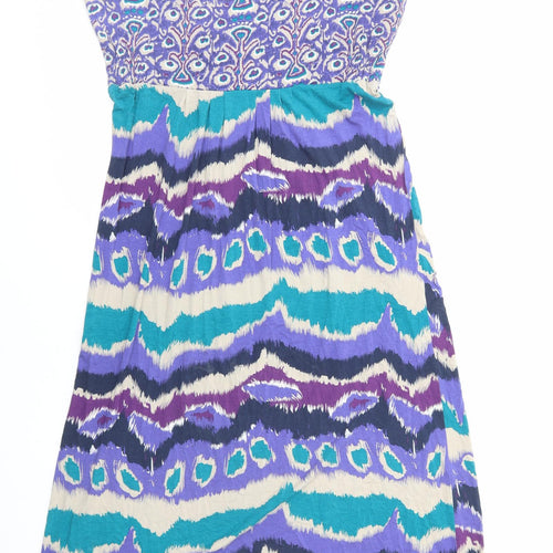 EAST Womens Purple Geometric Viscose Maxi Size 16 V-Neck Zip