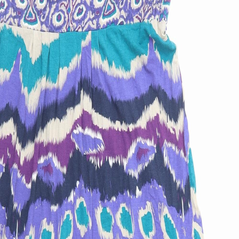 EAST Womens Purple Geometric Viscose Maxi Size 16 V-Neck Zip