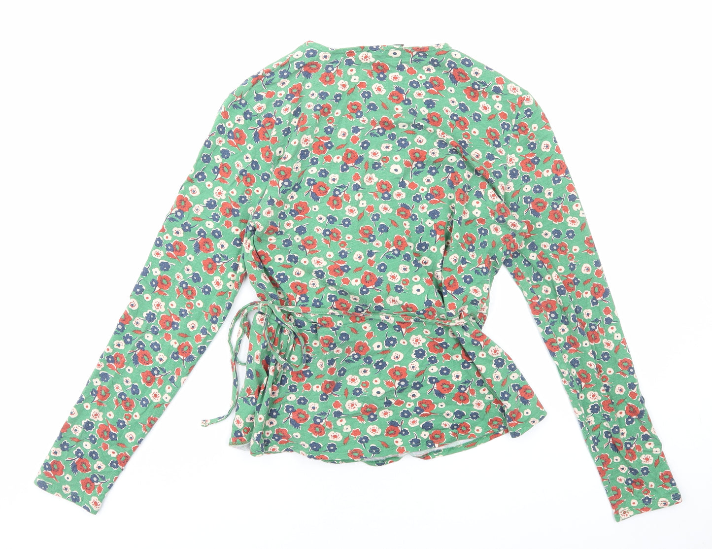 Kettlewell Womens Green Floral Viscose Wrap Blouse Size M V-Neck