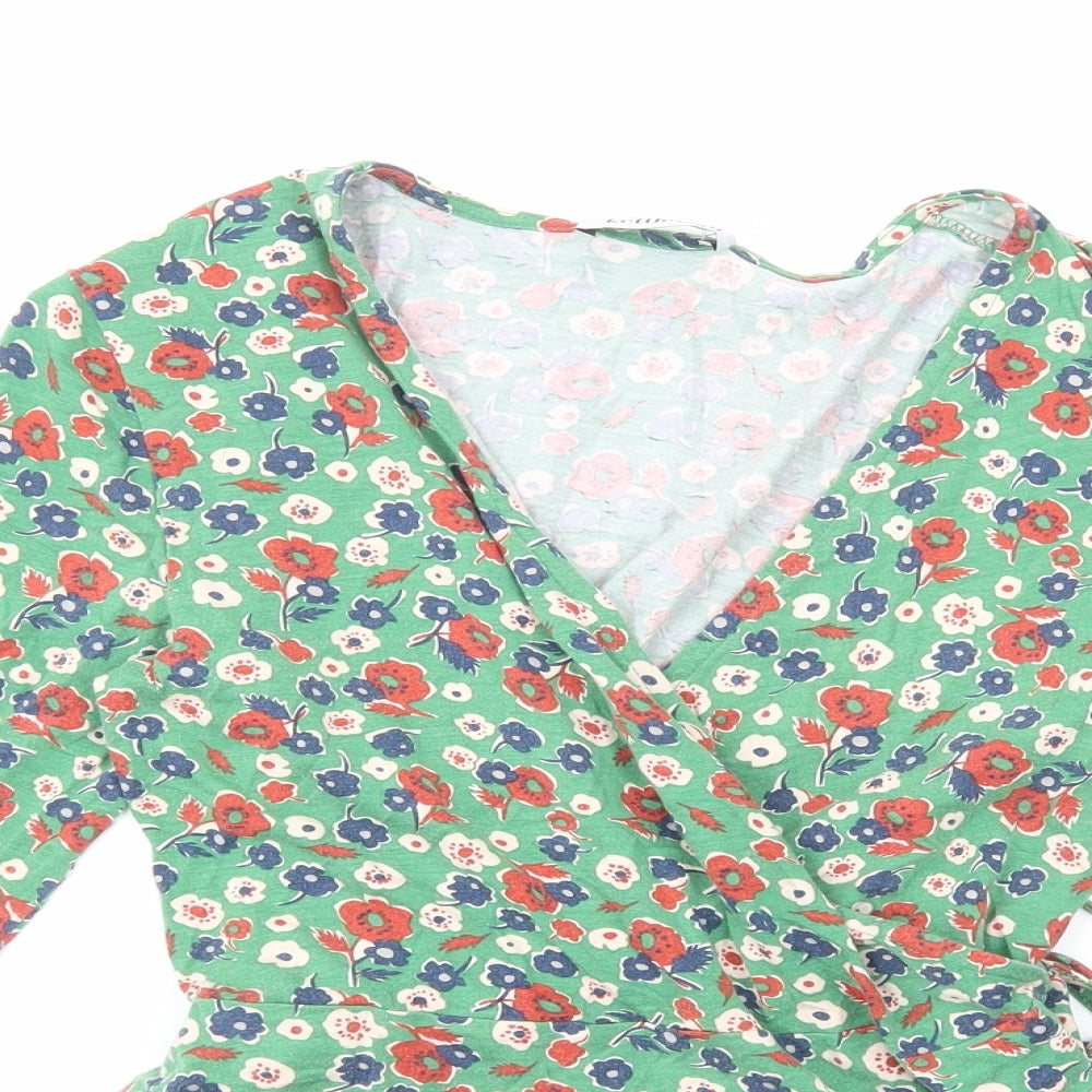 Kettlewell Womens Green Floral Viscose Wrap Blouse Size M V-Neck