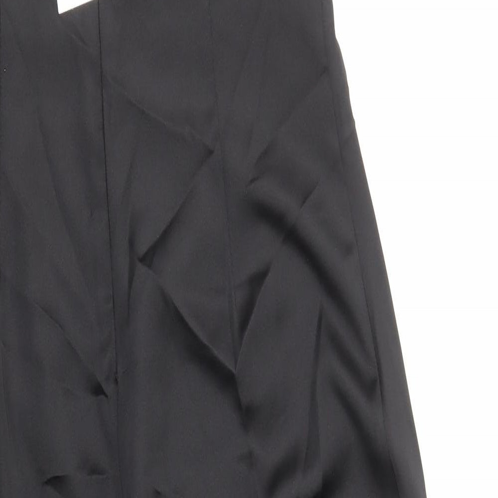 Zara Womens Black Polyester Slip Dress Size M Cowl Neck Zip