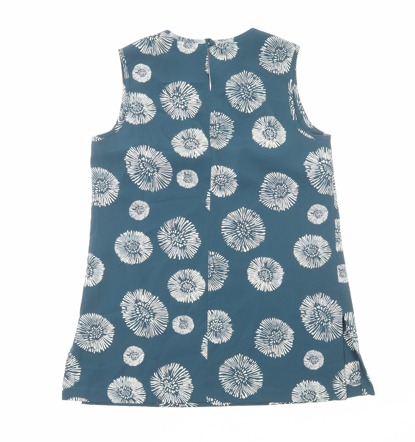 Eastex Womens Blue Geometric Polyester Basic Blouse Size 14 Scoop Neck
