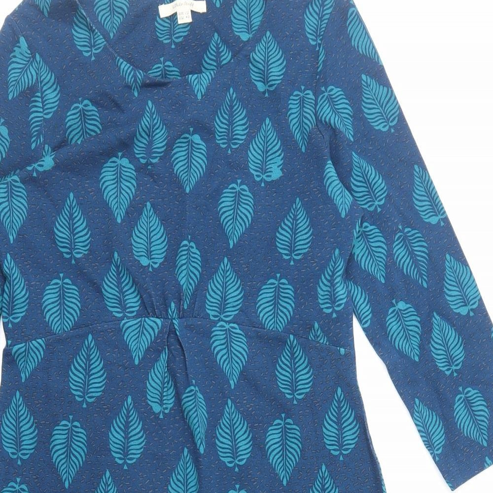 White Stuff Womens Blue Floral Viscose A-Line Size 12 Round Neck Pullover