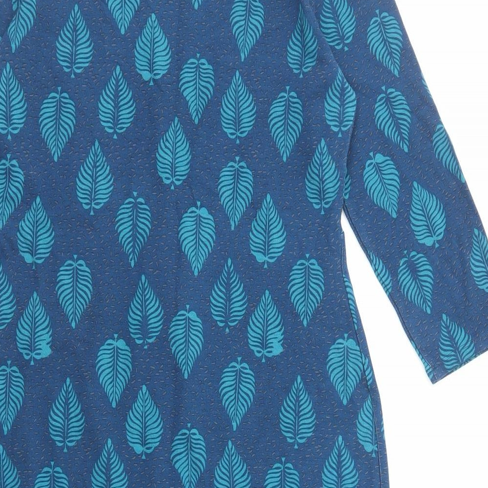White Stuff Womens Blue Floral Viscose A-Line Size 12 Round Neck Pullover