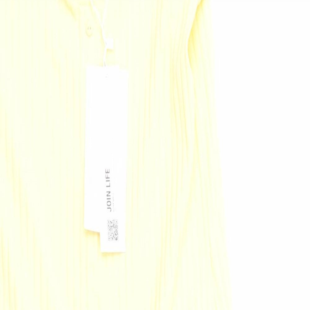 Zara Womens Yellow Viscose Bodycon Size L Scoop Neck Pullover