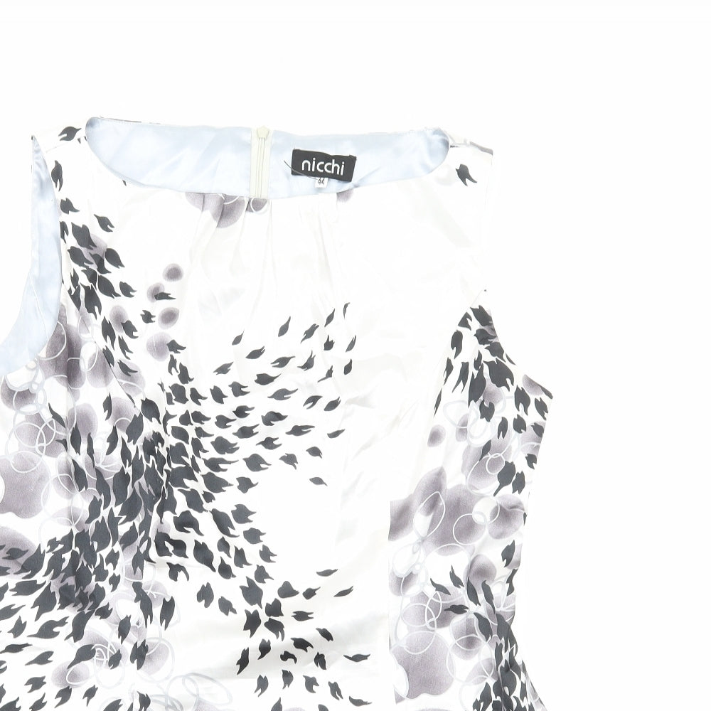 Nicchi Womens Grey Geometric Polyester Basic Tank Size 16 Boat Neck