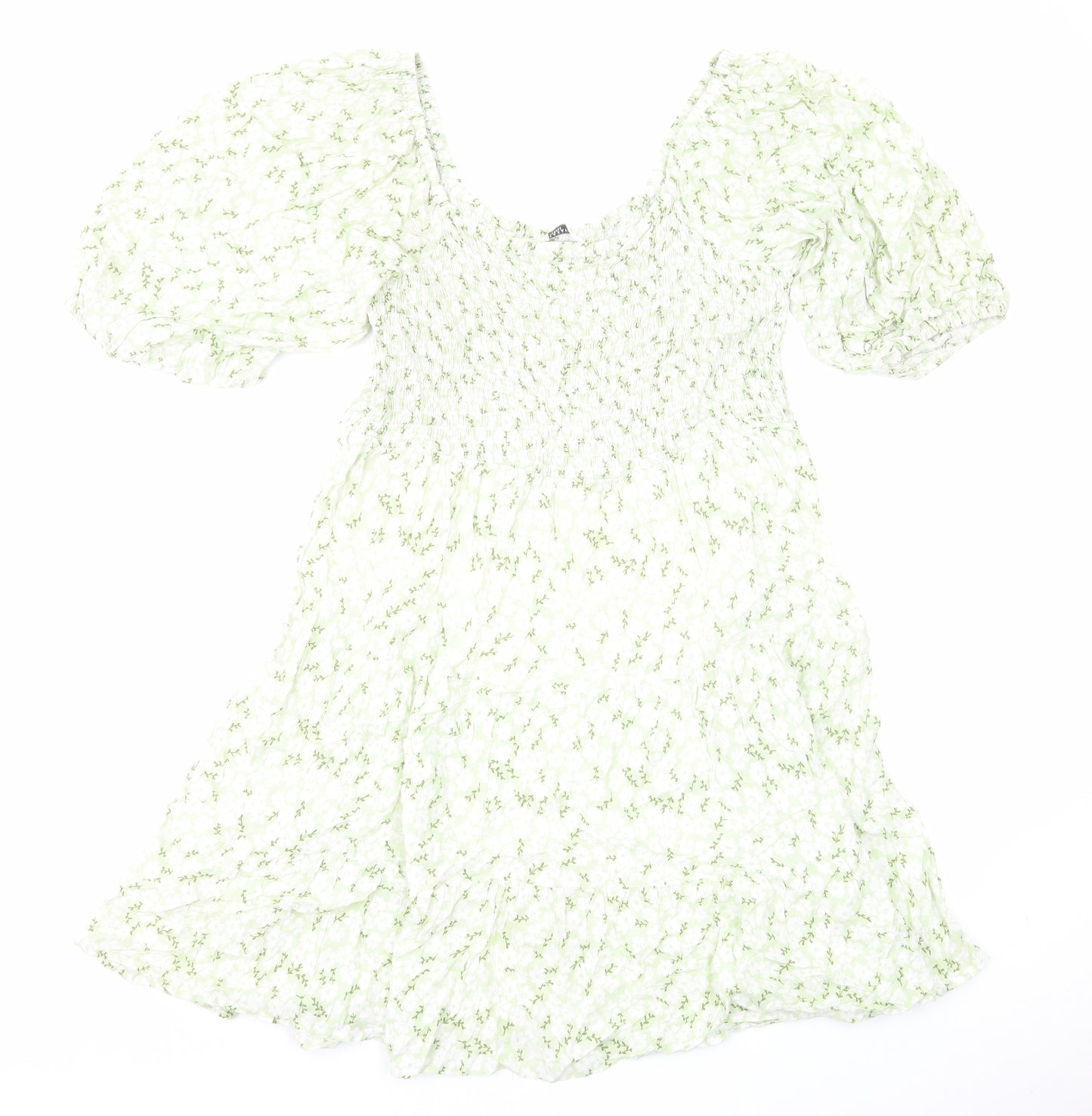 Papaya Womens Green Floral Viscose Fit & Flare Size 20 Square Neck Pullover