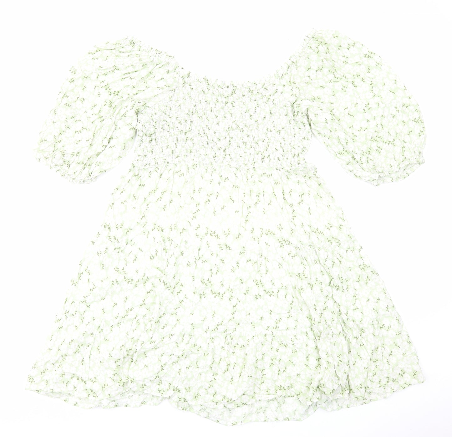 Papaya Womens Green Floral Viscose Fit & Flare Size 20 Square Neck Pullover