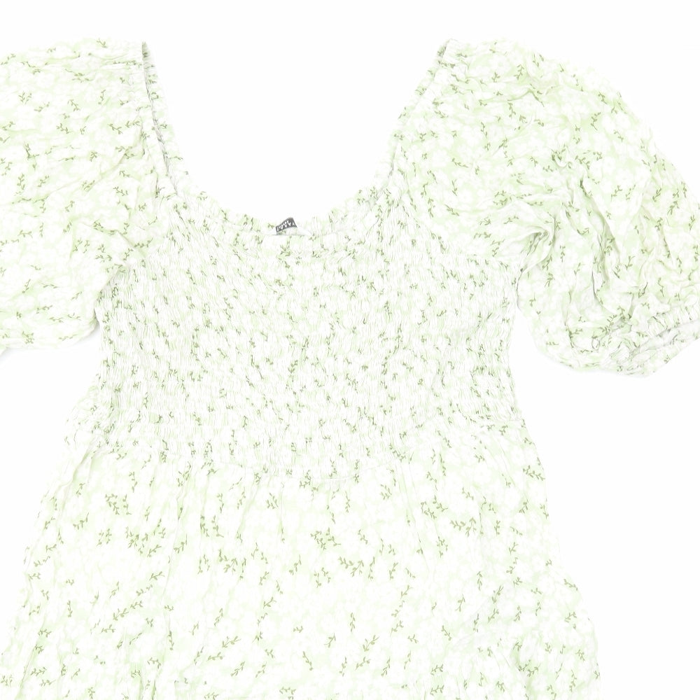 Papaya Womens Green Floral Viscose Fit & Flare Size 20 Square Neck Pullover