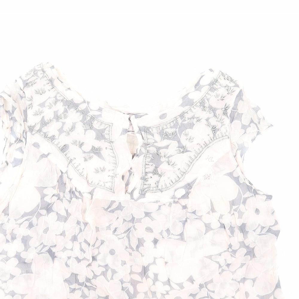 Noa Noa Womens Pink Floral Polyester Basic Blouse Size XS Boat Neck