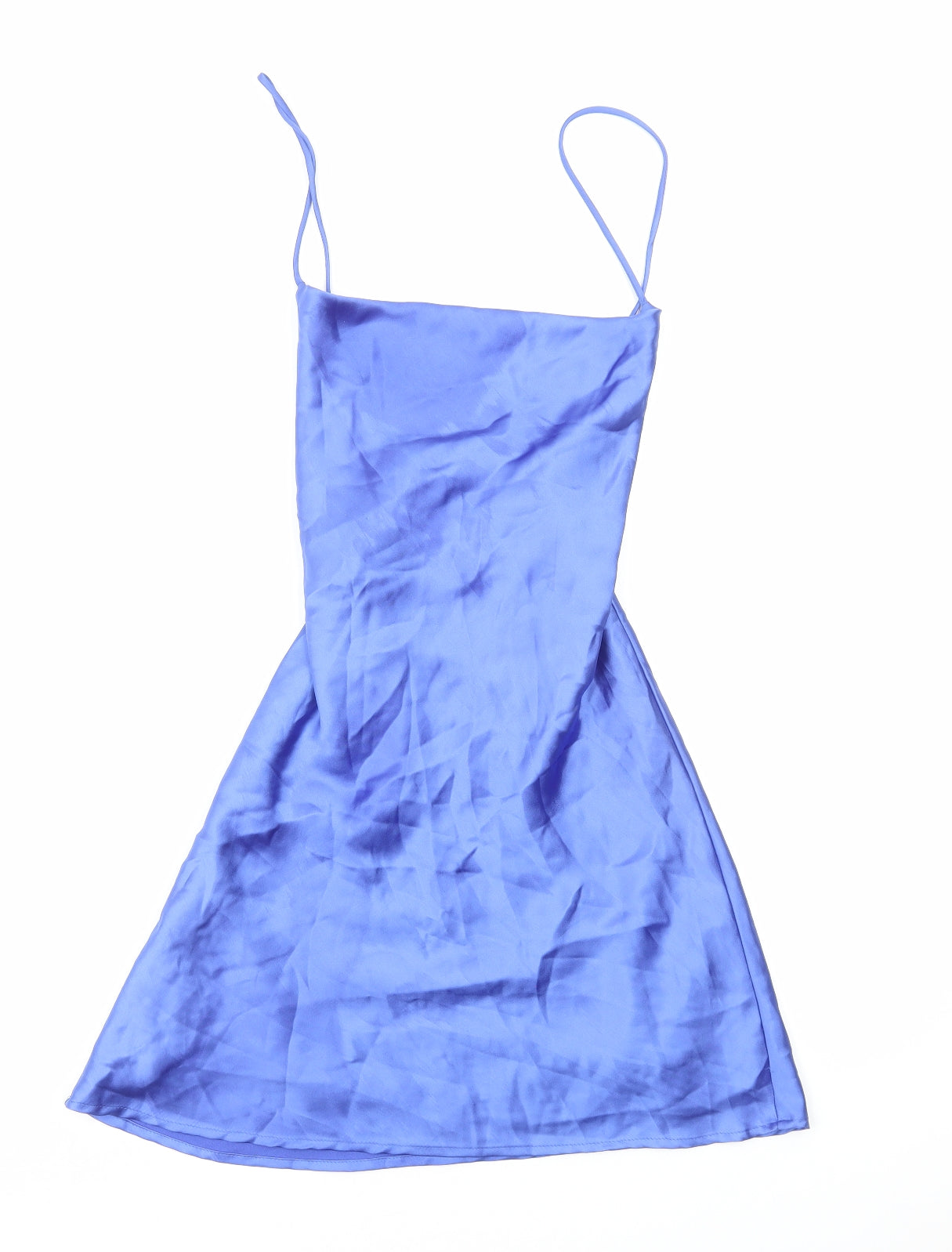 Zara Womens Blue Polyester Slip Dress Size S Square Neck Pullover