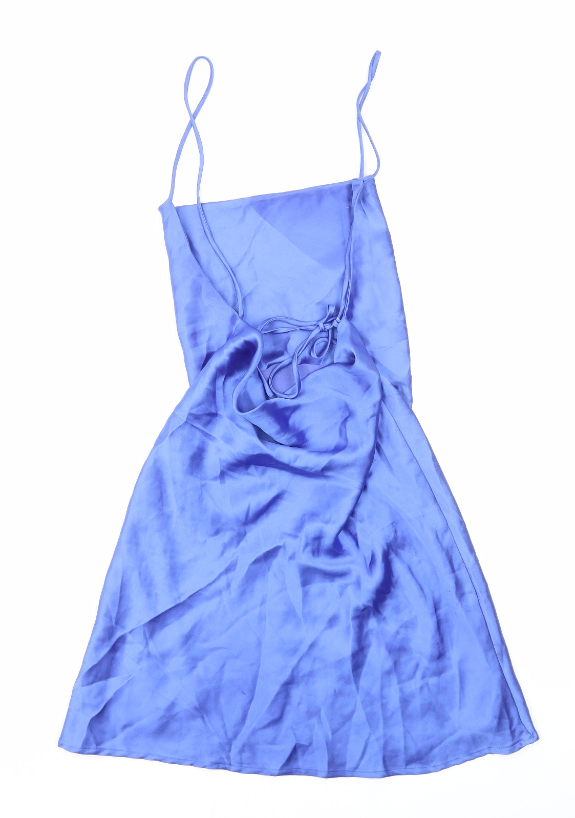 Zara Womens Blue Polyester Slip Dress Size S Square Neck Pullover