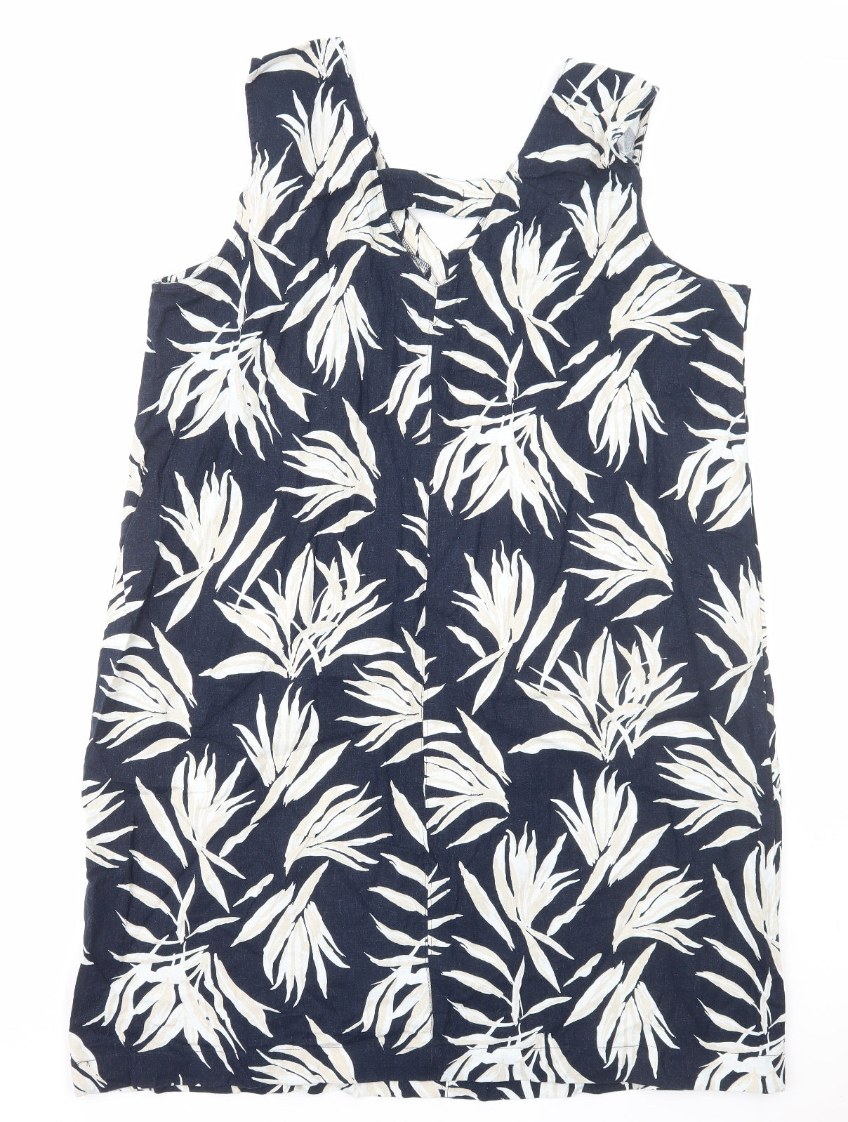 Indigo Roc Womens Blue Floral Linen A-Line Size 22 V-Neck Pullover