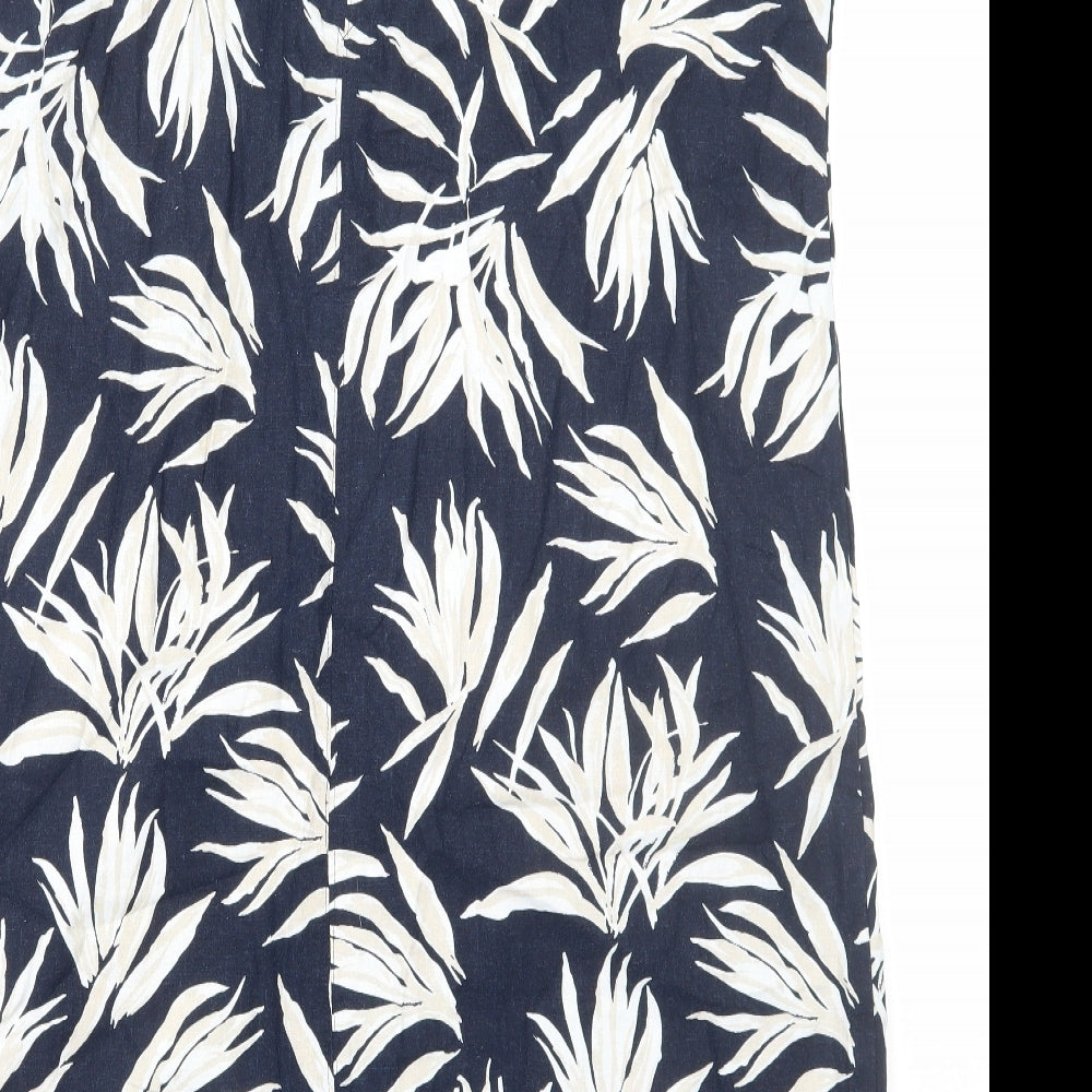 Indigo Roc Womens Blue Floral Linen A-Line Size 22 V-Neck Pullover