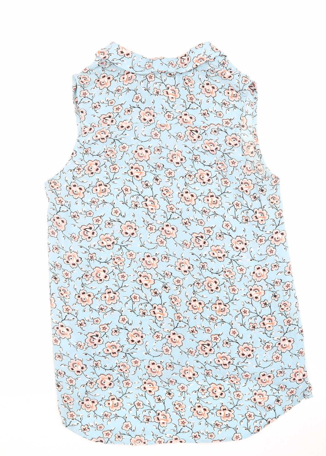 New Look Womens Blue Floral Polyester Tunic Button-Up Size 12 Collared