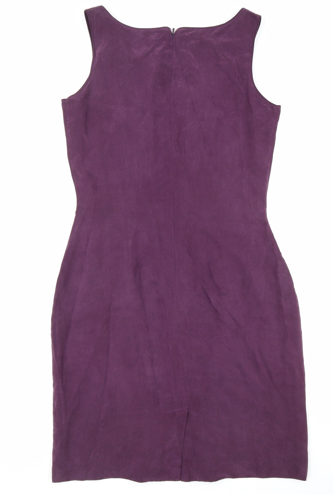 Monsoon Womens Purple Silk A-Line Size 10 V-Neck Zip