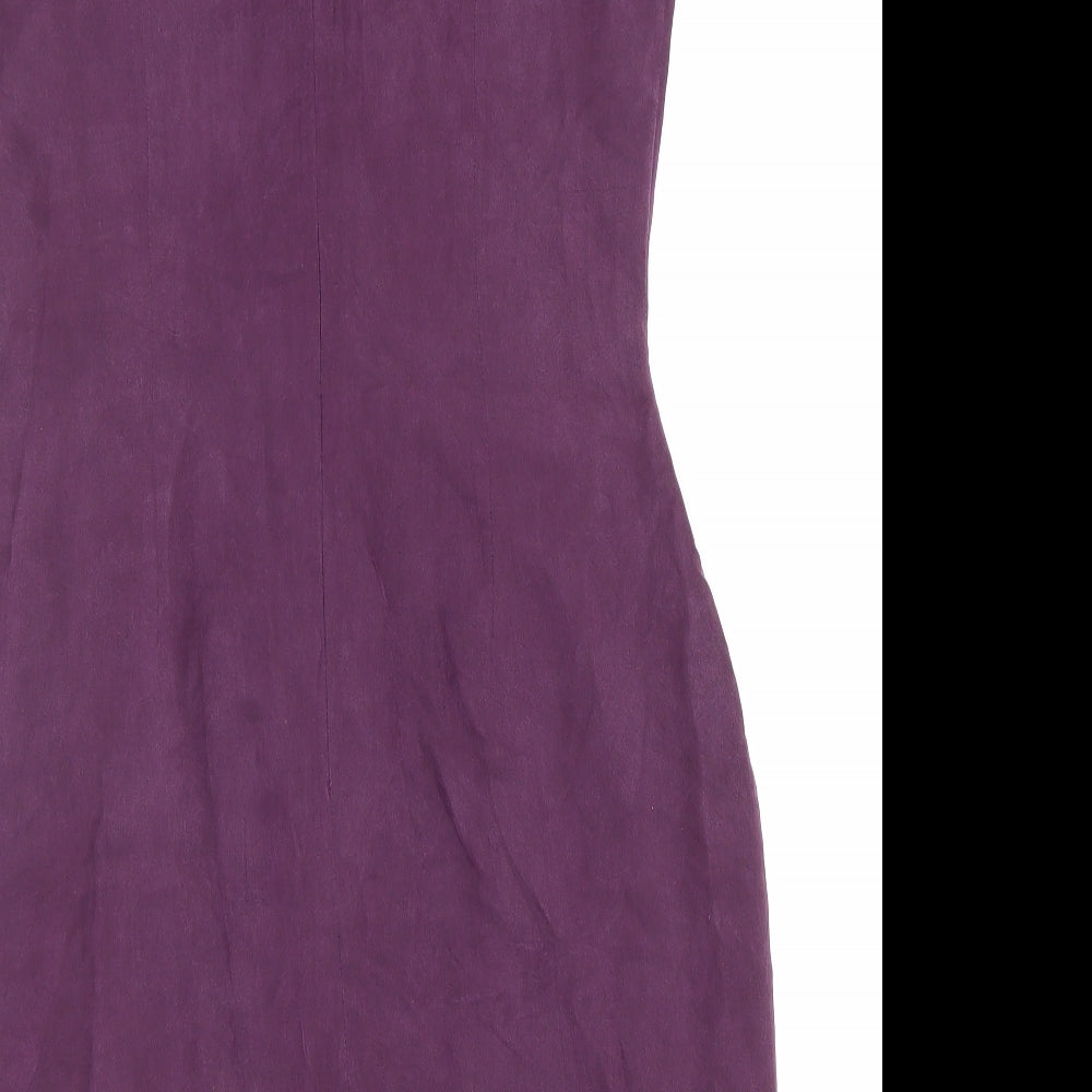 Monsoon Womens Purple Silk A-Line Size 10 V-Neck Zip