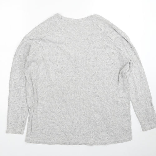 Brandy Melville Womens Grey V-Neck Cotton Pullover Jumper One Size