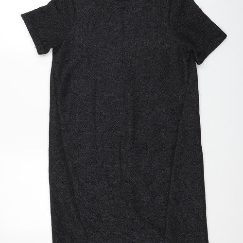 Warehouse Womens Black Polyester Shift Size 10 Boat Neck Pullover