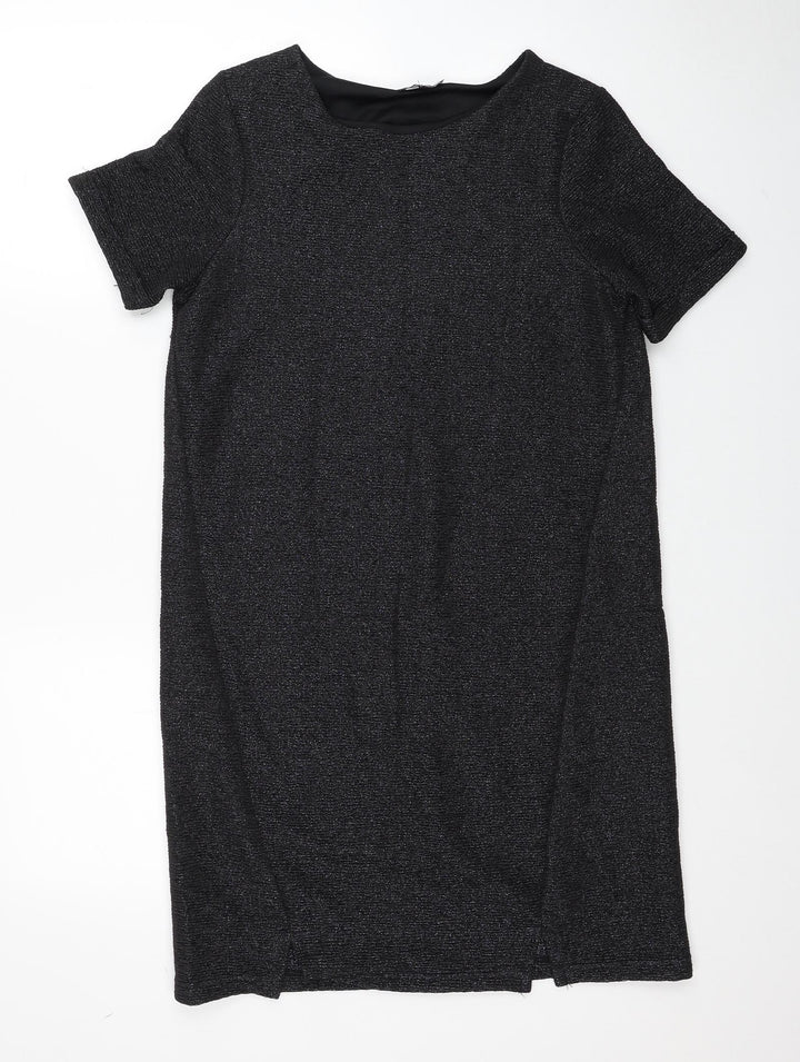 Warehouse Womens Black Polyester Shift Size 10 Boat Neck Pullover