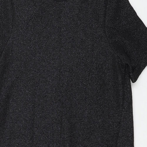 Warehouse Womens Black Polyester Shift Size 10 Boat Neck Pullover