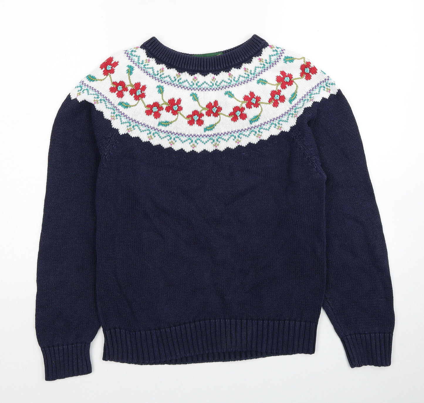 Jumpers Womens Blue Round Neck Cotton Pullover Jumper Size S